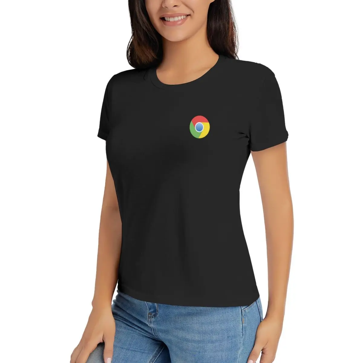 Футболки Google Chrome хлопковые футболки женские топы с коротким рукавом и круглым
