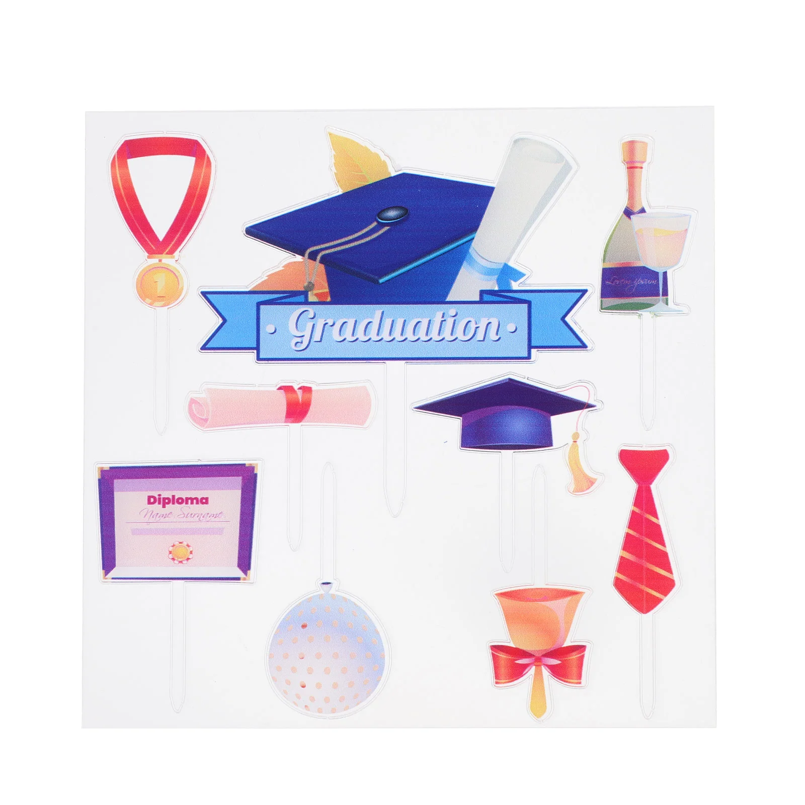 

9pcs Graduation Themed Design Cake Dessert Decor Chic Cake Inserts Decorations