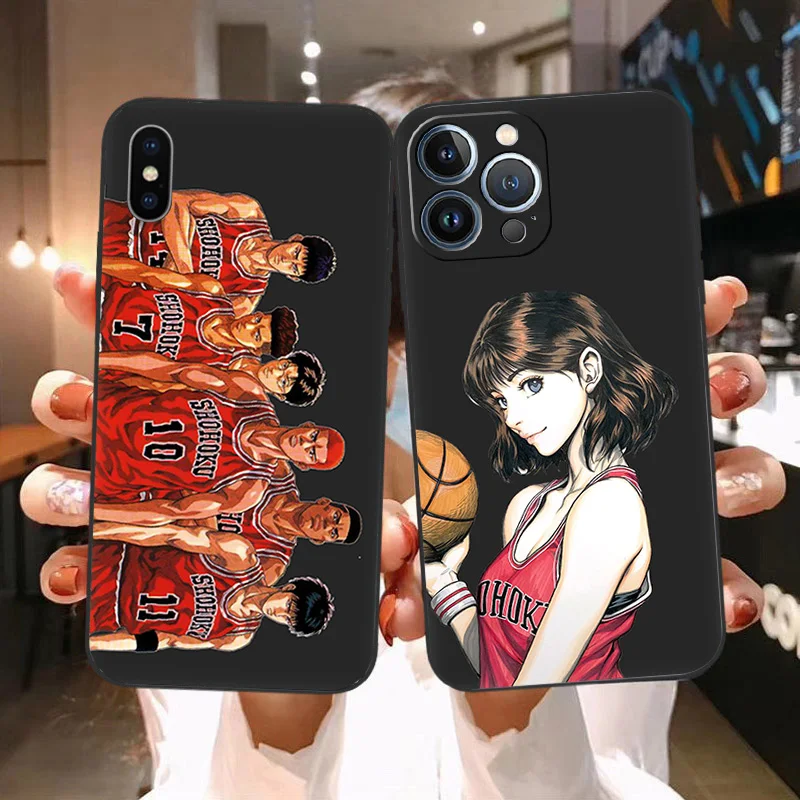 Чехол для Телефона iphone 16Plus XR XSMax 15 14 13 12 11 16 Pro Max Mini 7 8 Plus 15Pro Slam Dunk черный мягкий