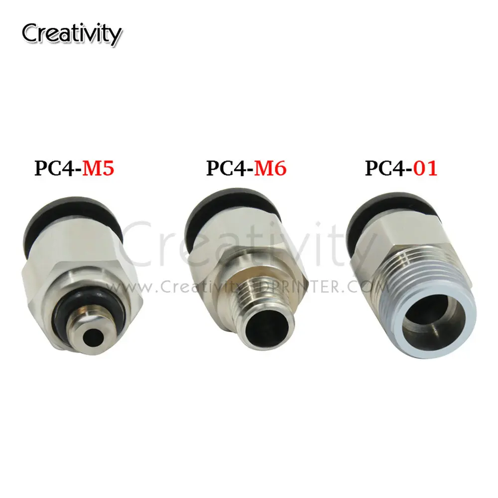 

PC4-01 Pneumatic Fittings Connector Straight Air 3D Printers Parts Copper For V6 Bowden Extruder Filament PTFE tube Part M6 M5