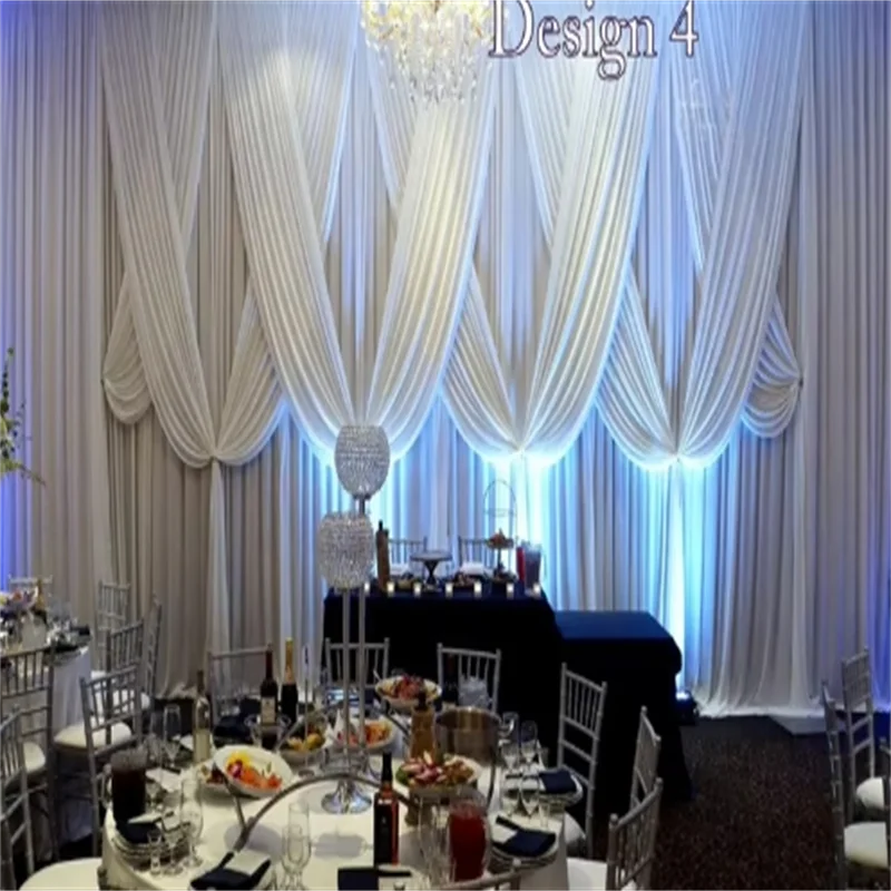 Роскошный чистый белый свадебный фон 10 x 20 футов сценическая занавеска с