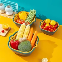 thickened double layer drain basket six piece set of multi functional plastic fruit picking bayberry basket kitchen drain fruit