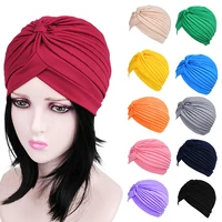 women adjustable swimming cap swim pool bathing hat protect long hair ears turban pleated fabric headwear yoga caps multi colors