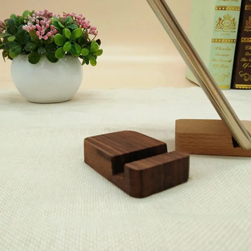 

Beech Walnut Mobile Phone Holder Simple Square Desktop Wood Mobile Phone Base Wooden Small Gift Can Be Carved Logo