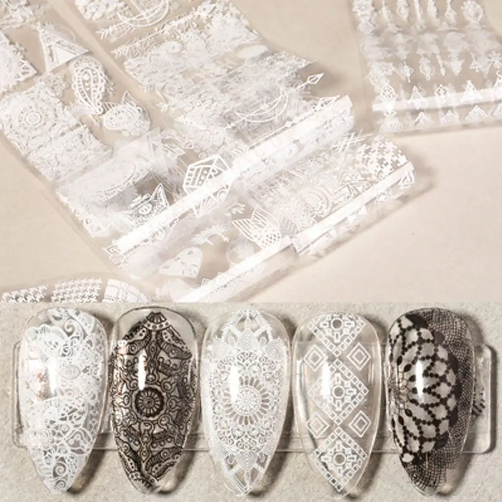 

10 Pcs Flower Lace Nail Series Nail Art Transfer Nail Sticker Paper Manicures DIY Tips Decoration