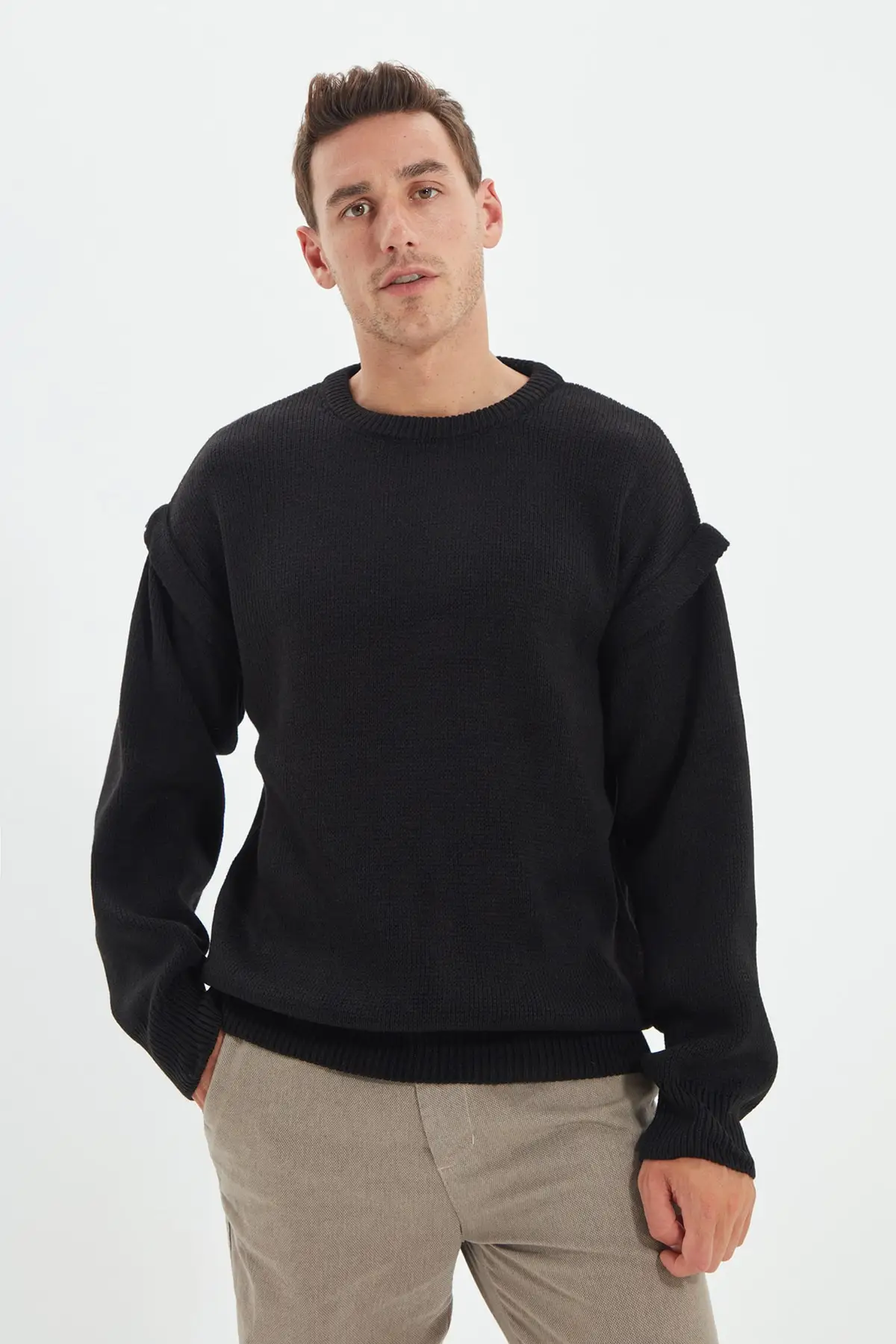 

Trendyol Men Oversize Bike Collar Sweater TMNAW22KZ0328