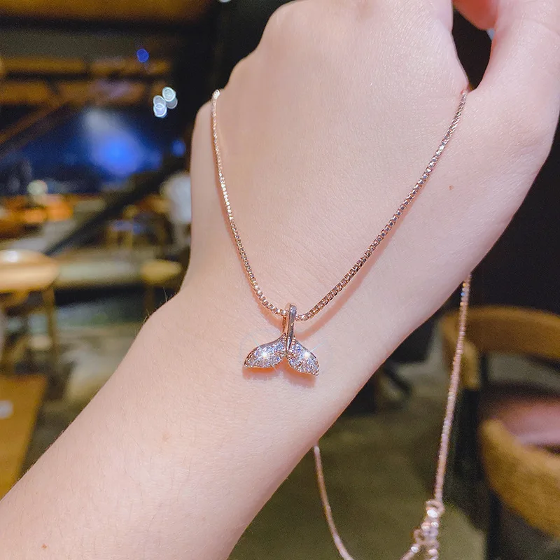 Ожерелье-чокер в форме рыбьего хвоста с Цирконом ожерелье для женщин ошейник золотого цвета цепочка до ключиц для свадьбы Ежедневное женское украшение на шею подарок