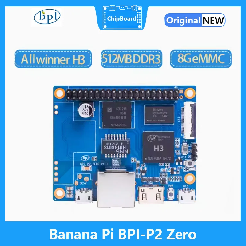 Banana Pi BPI-P2 Zero Allwinner H3 Quad-core Cortex-A7 512M DDR3 8G eMMC поддержка сетевого питания PoE