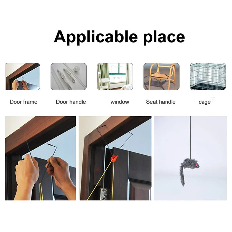 Смешные игрушки для кошек Самостоятельная подвесная дверная мышь Выдвижная