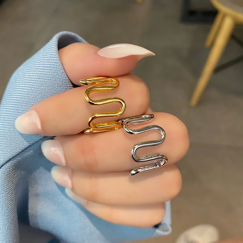 Огромные линии волнистое кольцо креативный темперамент Открытое для женщин