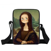 cartoon oil painting messenger bag womens handbag womens traveling backpack canvas messenger bag small schoolbag schoolbag
