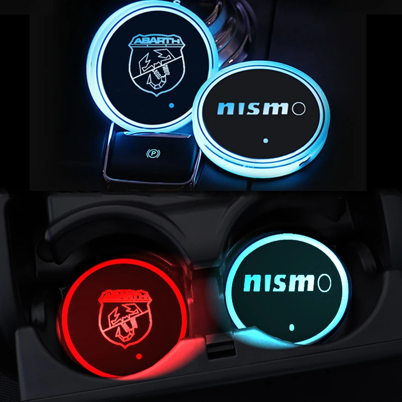 

7Colors LED Car Coasters Logo Cup lights Car interior accessories For Skoda Octavia Fabia Kamiq Kapoq Kodiaq Rapid SCALA Superb