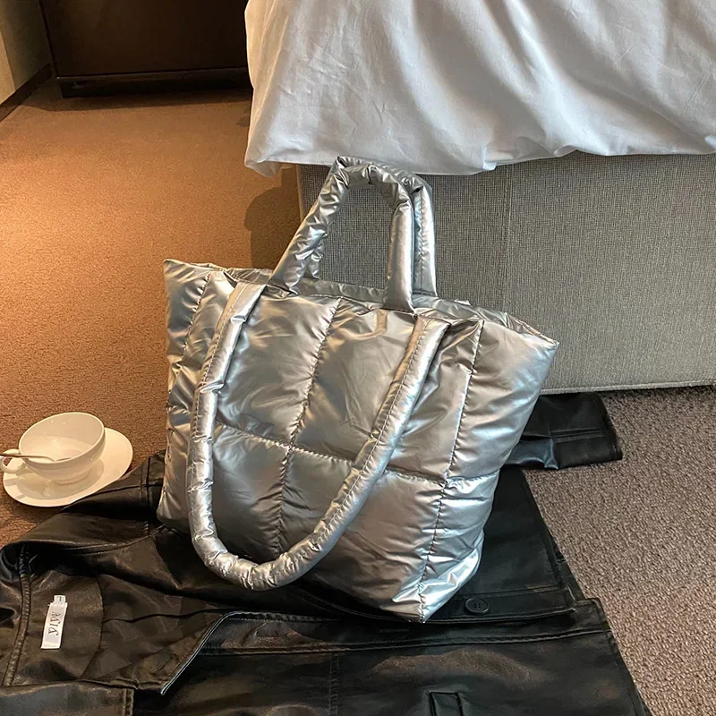 

Европейская и американская модная дизайнерская вместительная сумка с хлопковой подкладкой, женская простая сумка через плечо, классная дорожная сумка-тоут