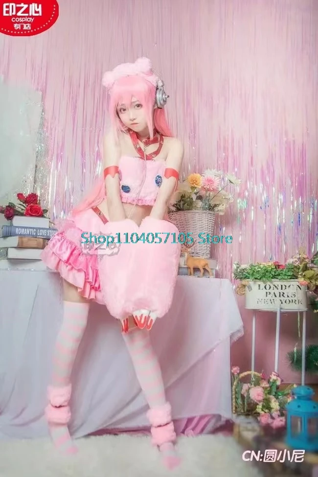 SUPER SONICO GRG Racing Queen Genus Gloomy Bear Косплей Костюм с носками Розовый парик и реквизитная