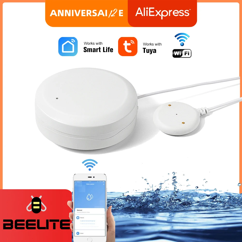 Датчик утечки воды Beelite с Wi-Fi датчик для сигнализацией умного дома | Безопасность