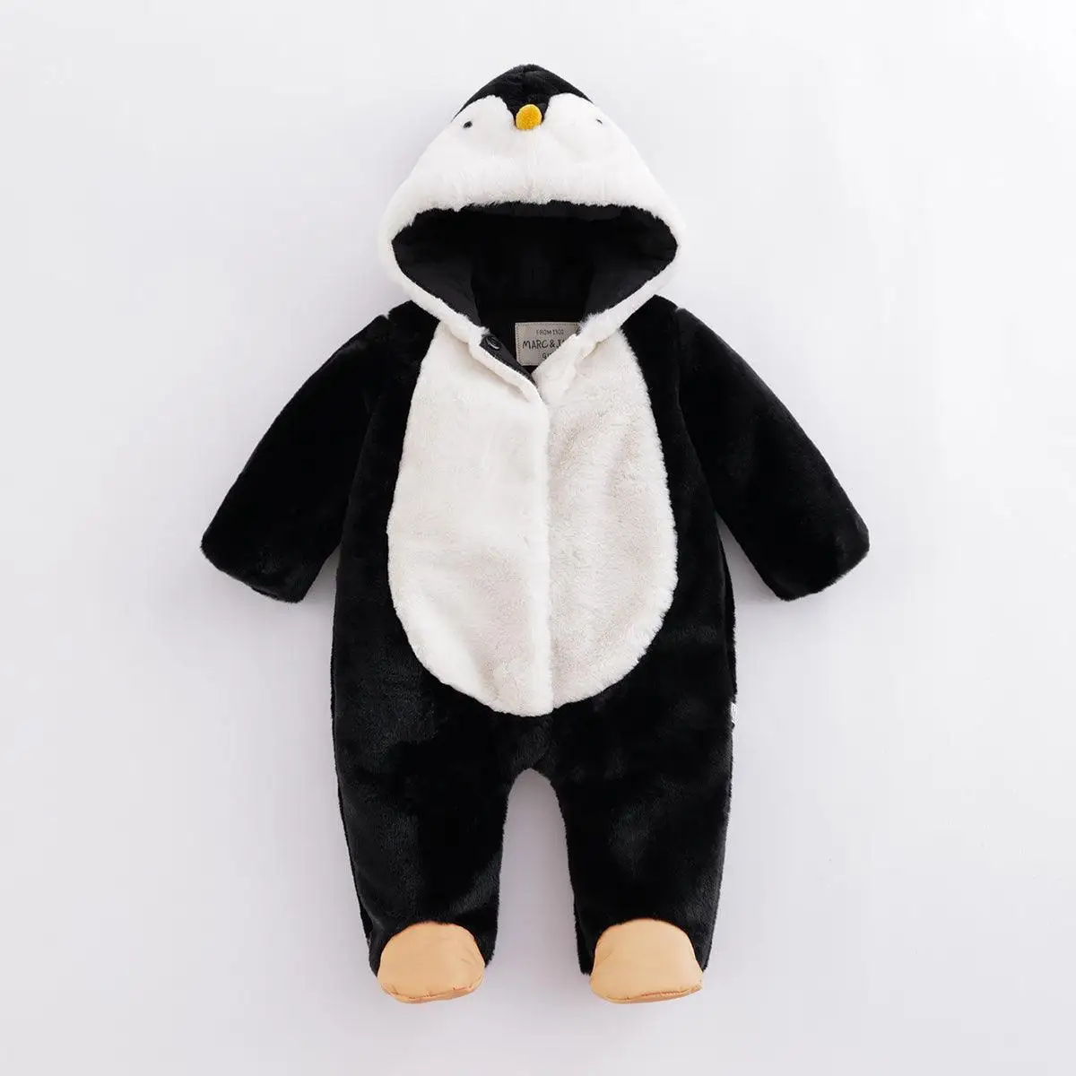 marc&janie Baby Girls' Winter Little Penguin Faux Rabbit Fur Bodysuit Baby Outerwear 221017