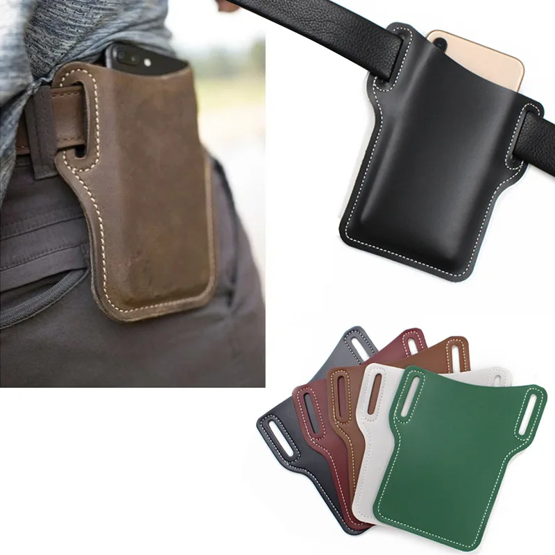 

Outdoor Multifunctional PU Leather Fanny Pack Phone Belt Bag Retro Men Bag Cellphone Loop Holster Phone Pouch Wallet Phone Case