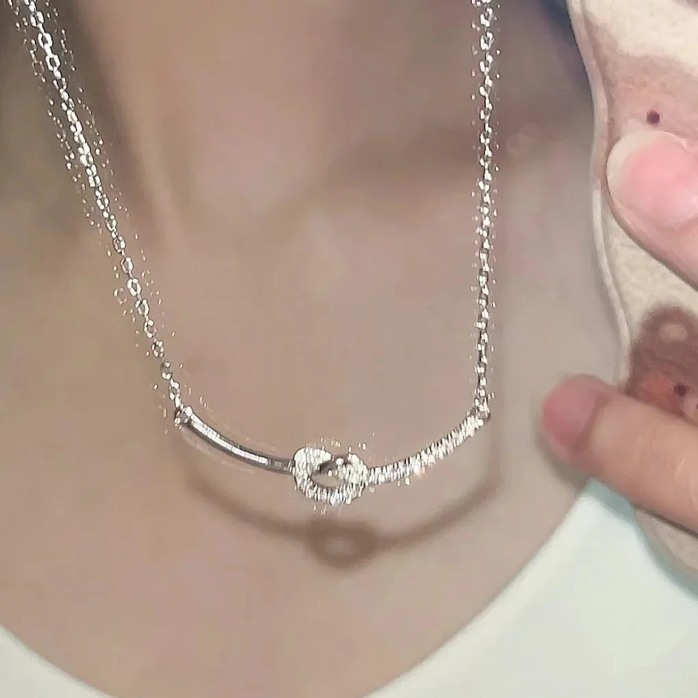 1 шт. изысканный узел в форме дуги инкрустация модное ожерелье из меди и циркония