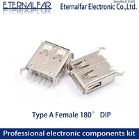 usb 2 0 interface connector socket type a female 180 degree curved foot dip straight vertical bend needle welding wire pcb diy