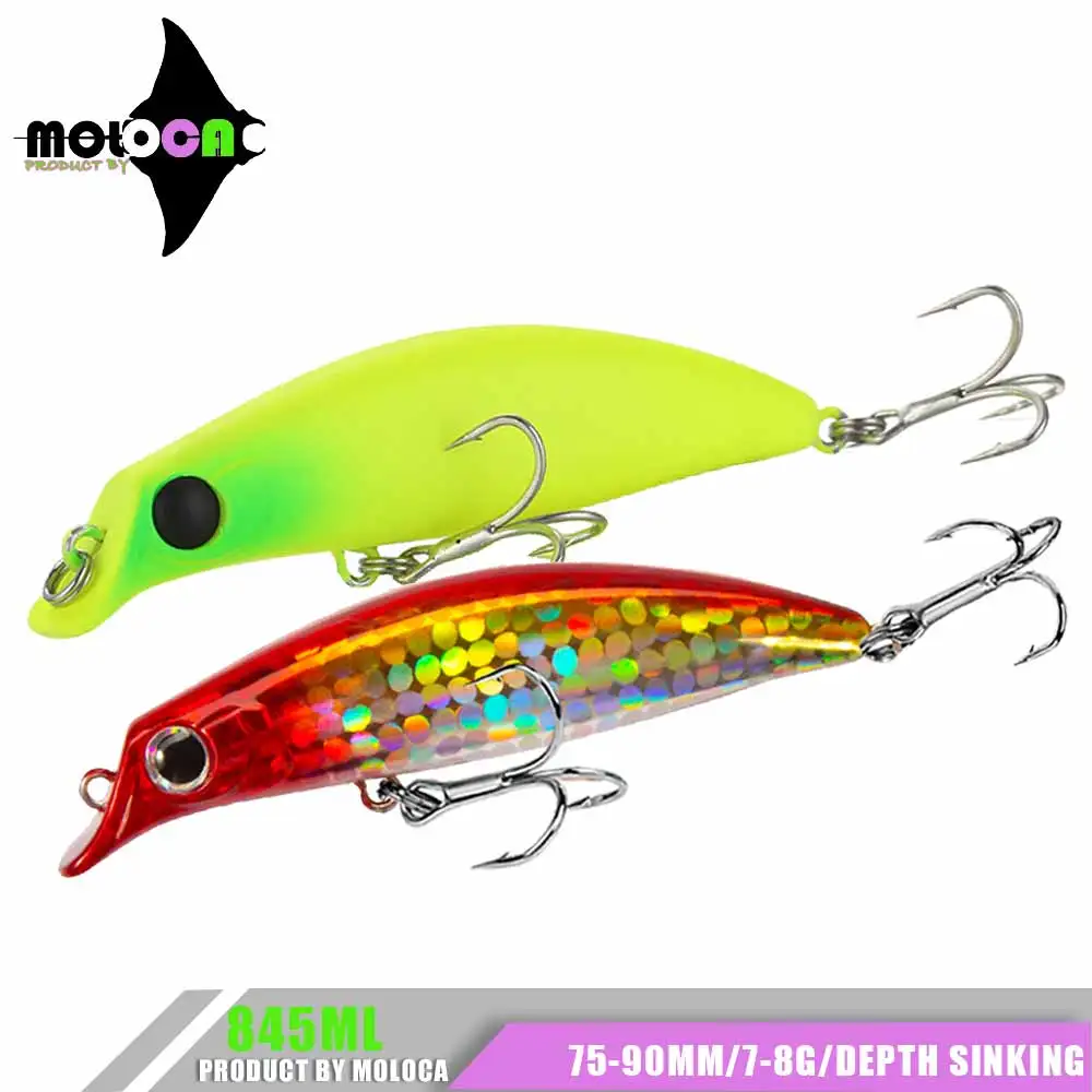 

Slow Sinking Fishing Lure Minnow 75mm 8g Wobbler Long Casting Popper Depth 0.8-1.2m Accesorios Pesca Blackfish Isca Artificial
