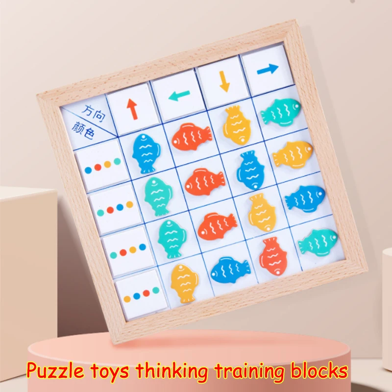 

Wooden Fish Find Direction Children Thinking Training Blocks Baby Drawing Board Early Education Enlightenment Toy