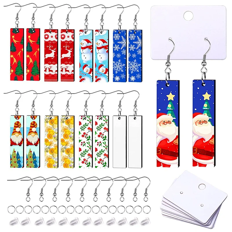 

Sublimation Blanks Products, 30 Pcs Earring Blanks, With Earring Hooks And Earring Cards For Christmas Women Girls DIY
