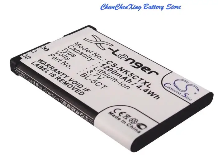 Высококачественный аккумулятор Cameron Sino 1200 мАч BL-5CT для Nokia 5220 XpressMusic 5630 6303 classic Illuvial