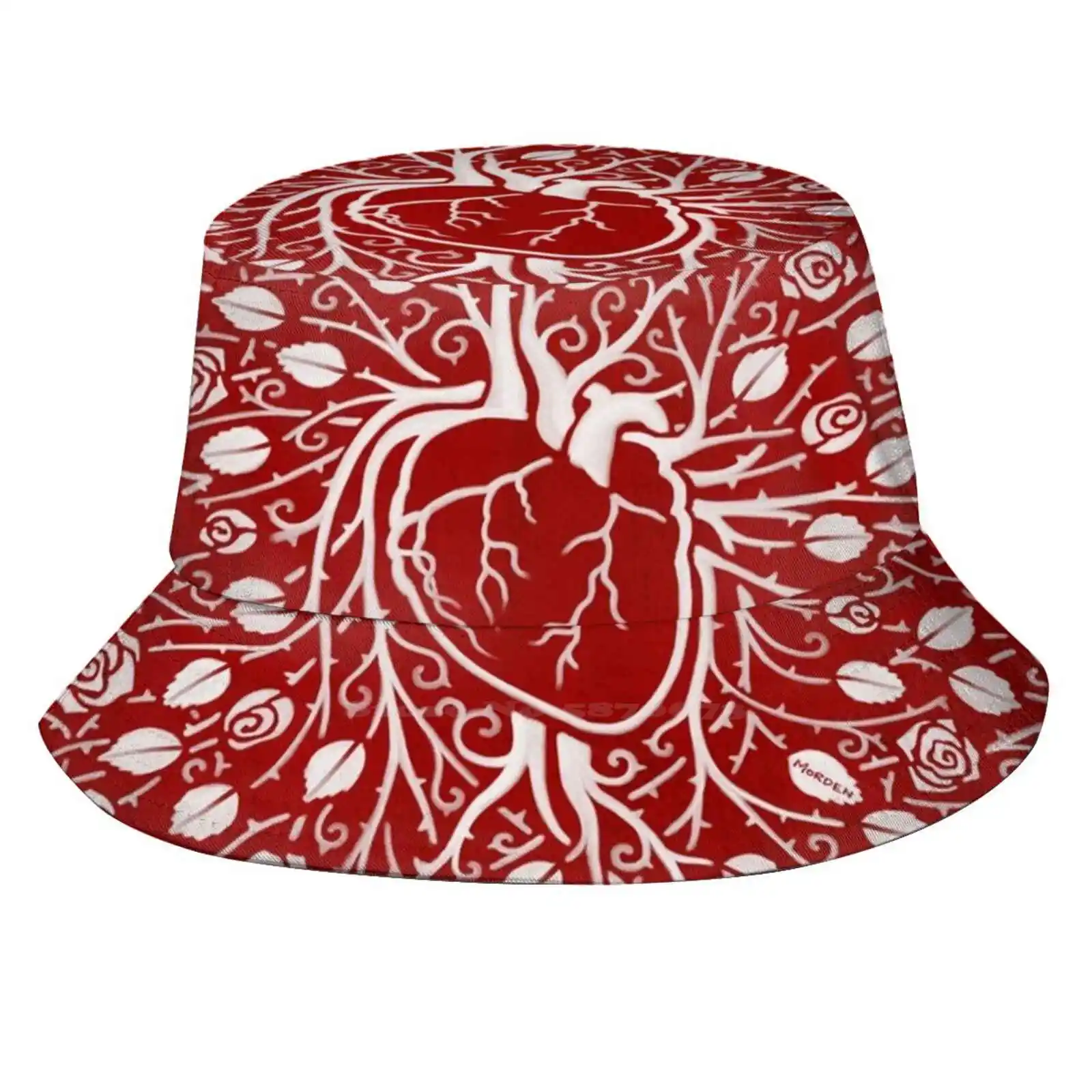

Human Heart And Rose Vine Unisex Fashion Women Men Breathable Bucket Hats Rose Flower Vine Plant Thorns Leaves Vampire Undead