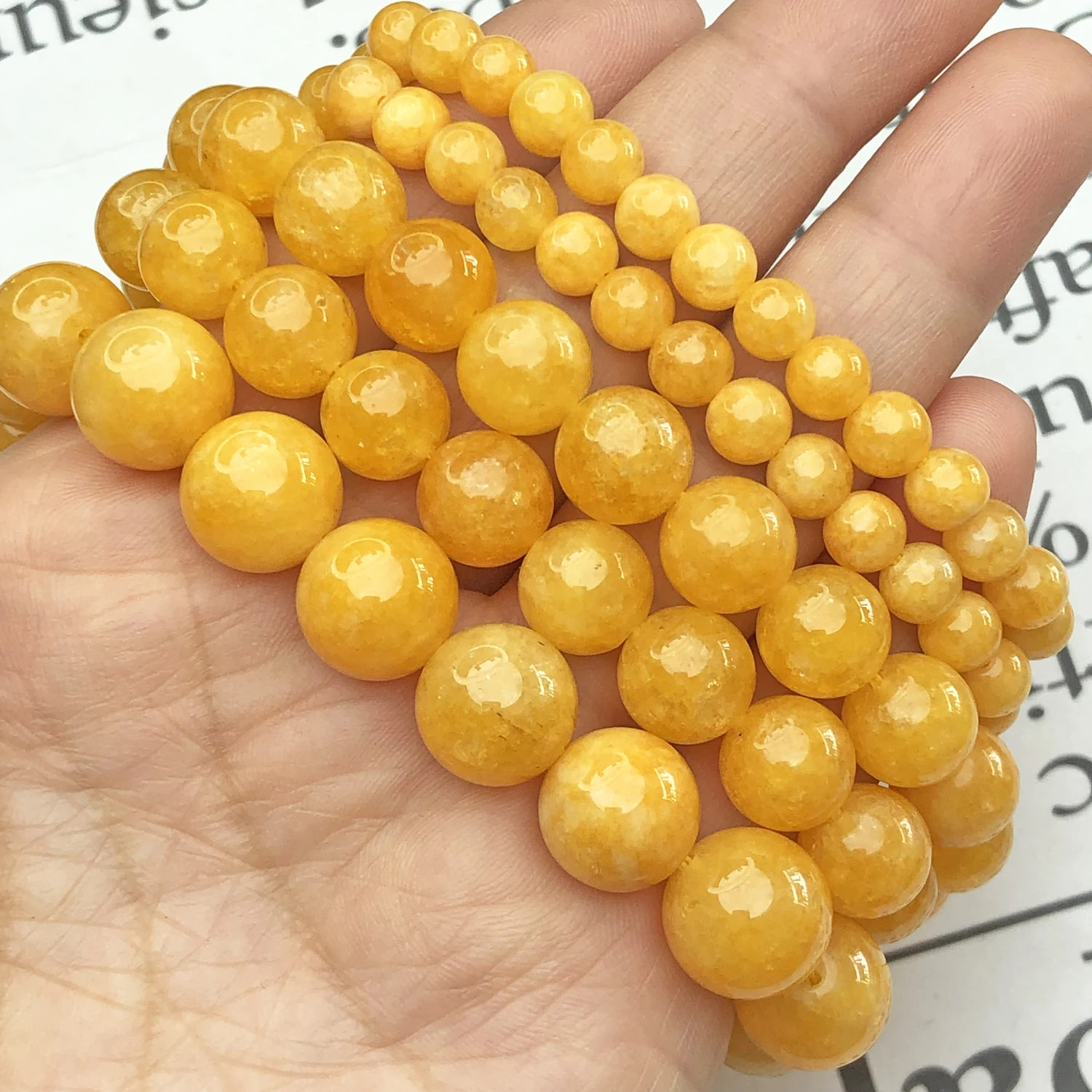 

AAA Natural Stone Beeswax Dark Yellow Jades Round Loose Spacer Beads For Jewelry Making DIY Bracelet Accessories 6 8 10 12mm