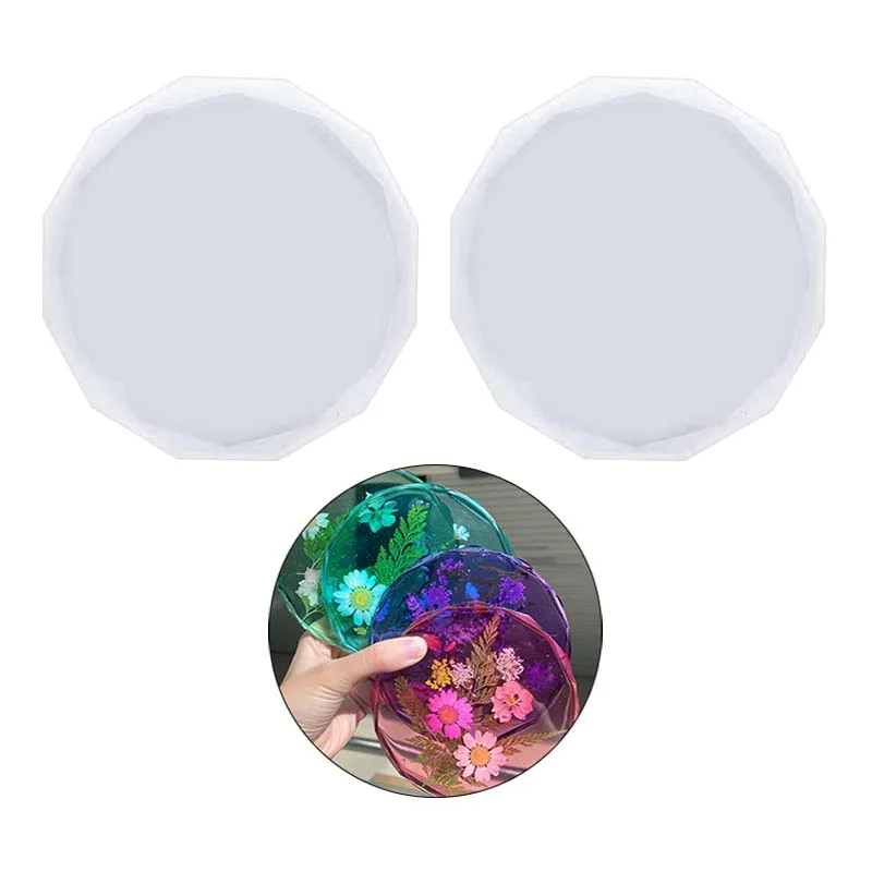 DIY crystal dripping gel love diamond table mold silicone aromatherapy love octagonal mirror coaster decoration mold