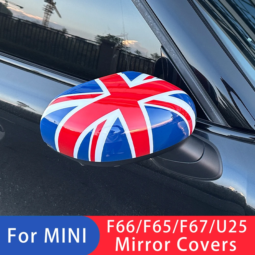 Фото Наклейки на зеркало заднего вида для MINI Cooper U25 F65 F66 F67, чехол для боковой двери, зеркало заднего вида, украшение для стайлинга автомобиля №1