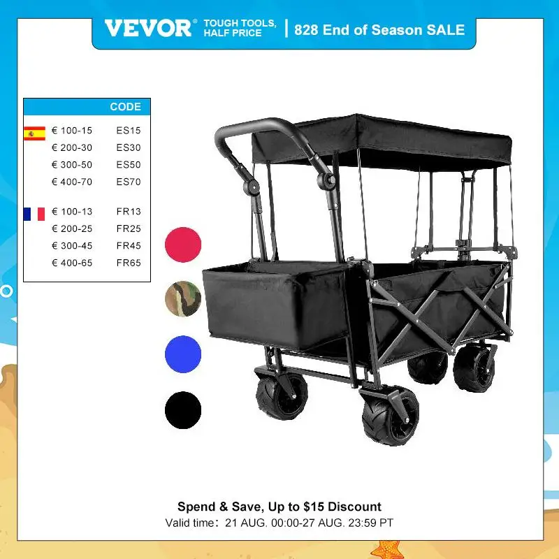Oxford Cloth Collapsible Shopping Outdoor Camping Beach Cart