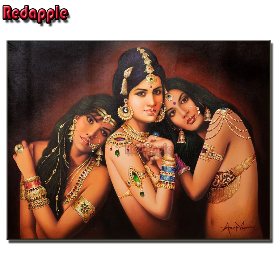 

Алмазная 5d-картина «сделай сам», индийская красота, стразы, картина, полноразмерная/круглая Алмазная вышивка, украшение для женщин