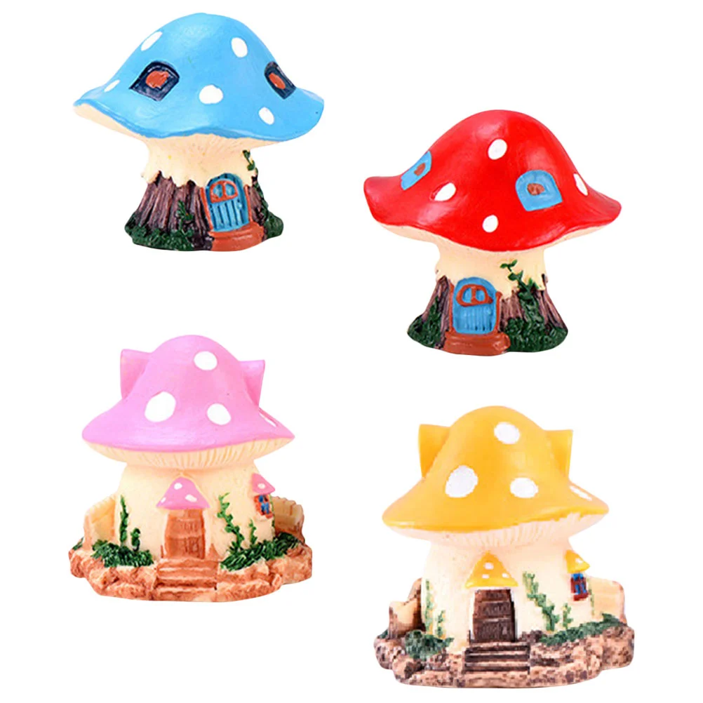 

Mushroom House Decor Mini Figurines Figurine Garden Miniature Artificial Mushrooms Landscape Ornaments Playsets Resin Pots