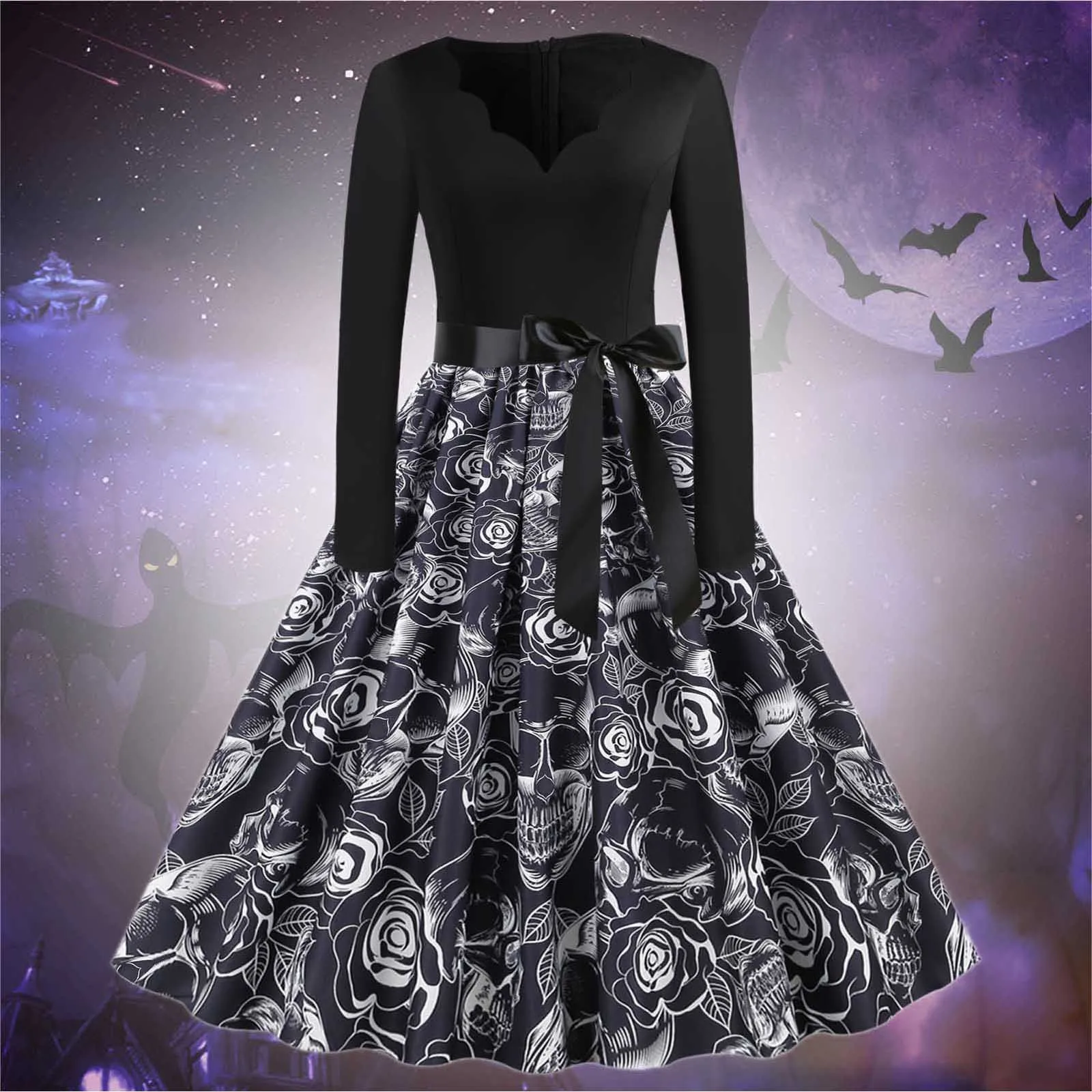 

Женское платье с коротким рукавом, V-образным вырезом и принтом