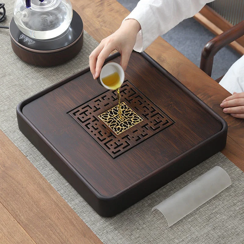 Чайный поднос из натурального бамбука домашний декор чайный столик для хранения