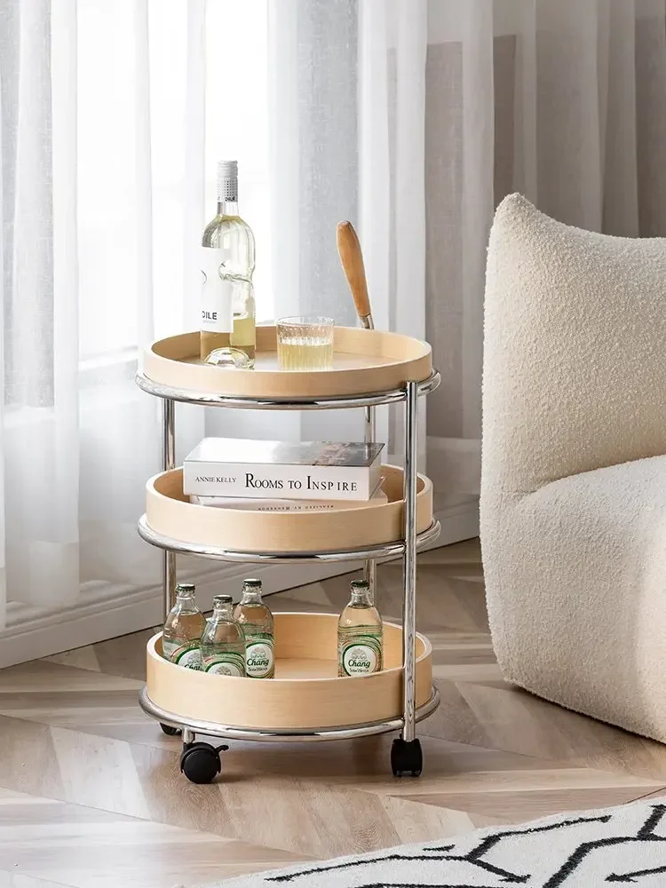 

XK Light Wheel Side Table Small Coffee Table Sofa Corner Table Small Table Small round Table Mini Light Luxury Bedside