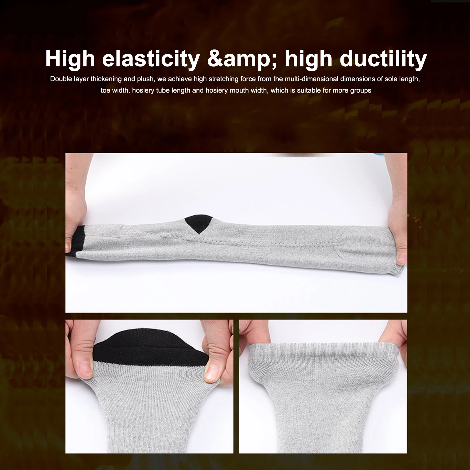 Heating Socks Men Women Health Heated Sock Non-slip Winter Warm Cotton Sock for Fishing Camping Hiking Skiing and Foot Warmer