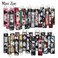 Japanese Anime Gojo Keys Embroidered Tag Keychains for Women Keyring Chainsaw Man Car Keys Fashion Jewelry Accessories Gifts