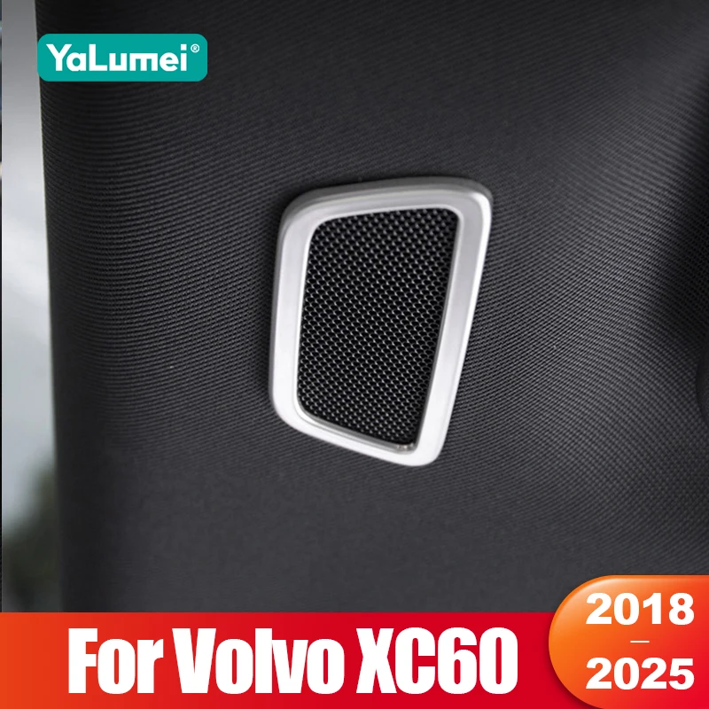 For Volvo XC60 2018 2019 2020 2021 2022 2023 2024 2025 Stainless Steel Car Roof Front Audio Speakers Frame Trim Accessories
