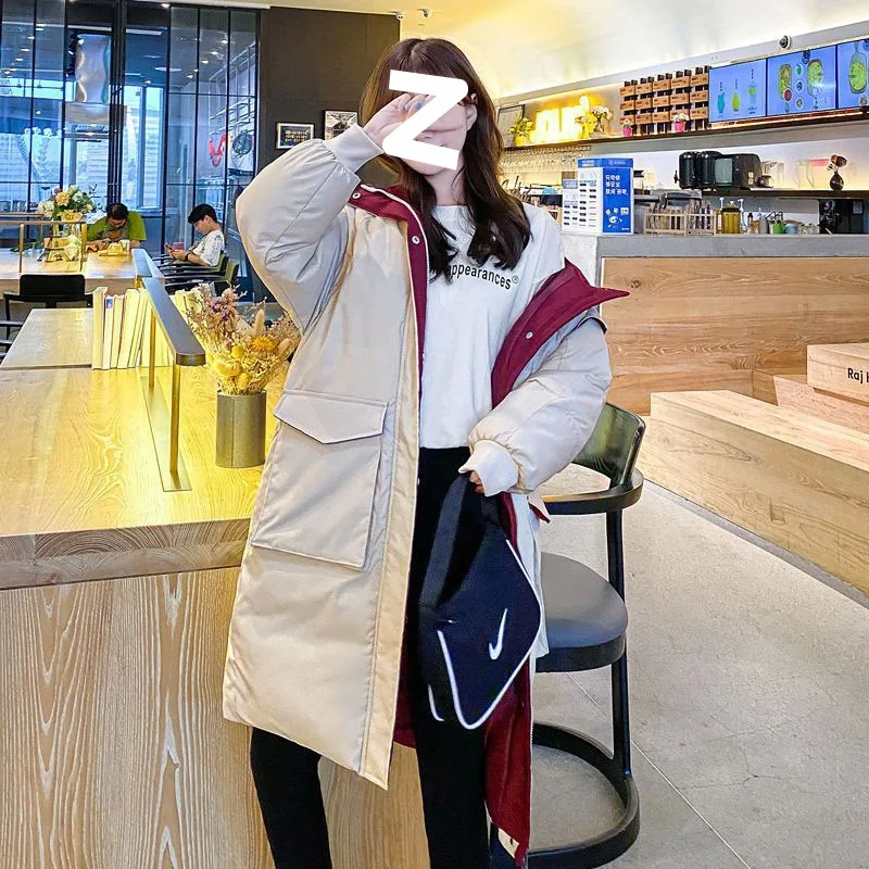 Down Cotton-padded Jacket Women Long Jacket Winter New Loose Plus Size Hooded Padded Warm Cotton-padded Coat for Women
