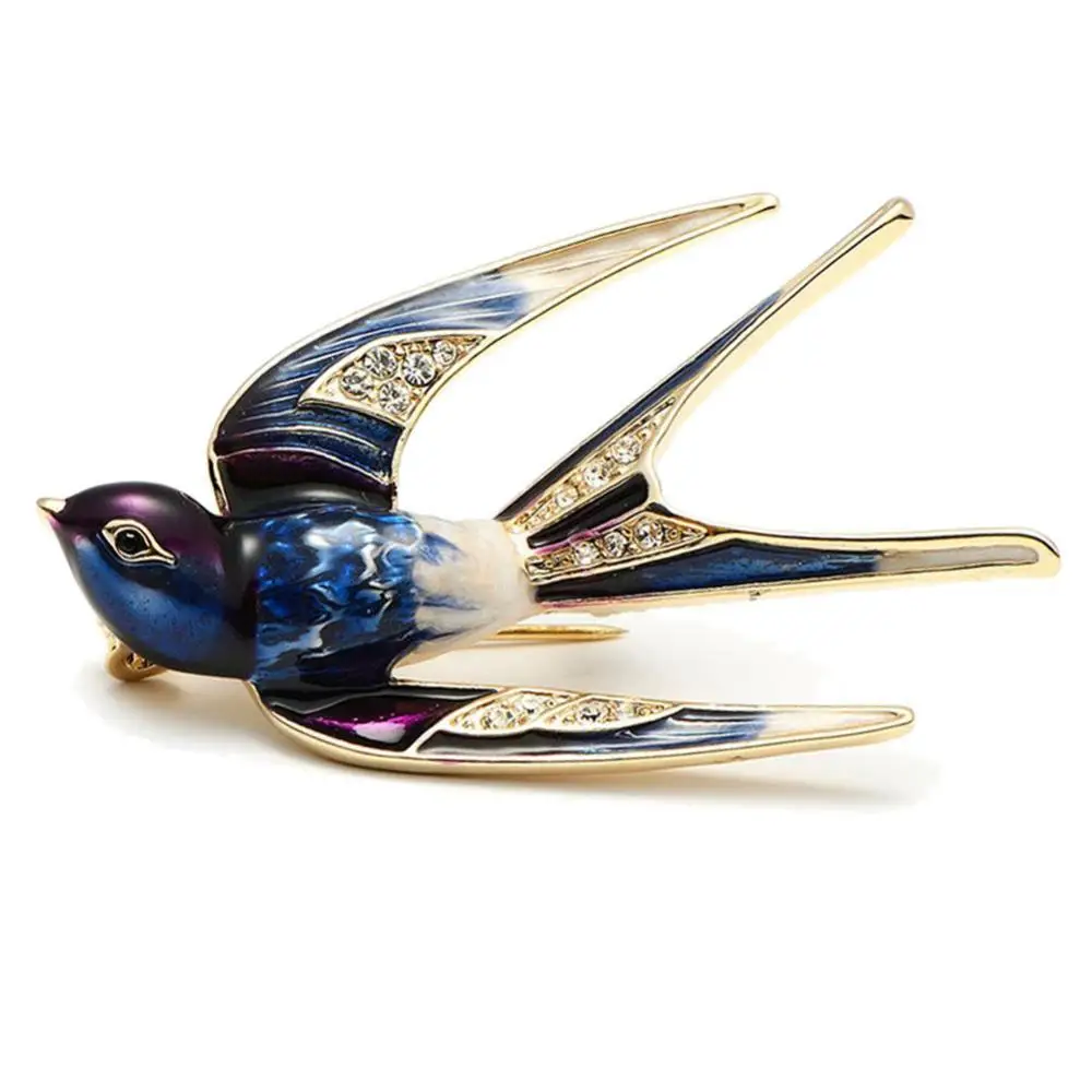 

Brooch Fashion Women Jewelry Pin Enamel Swallow Bird Collar Lapel Clothes Decor