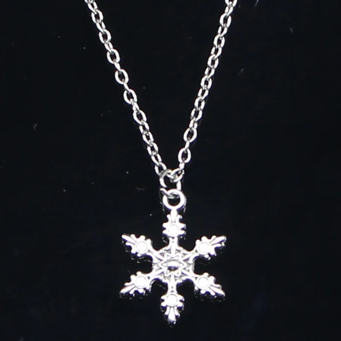 

20pcs New Fashion Necklace 23x17mm Snow Snowflake Pendants Short Long Women Men Colar Gift Jewelry Choker