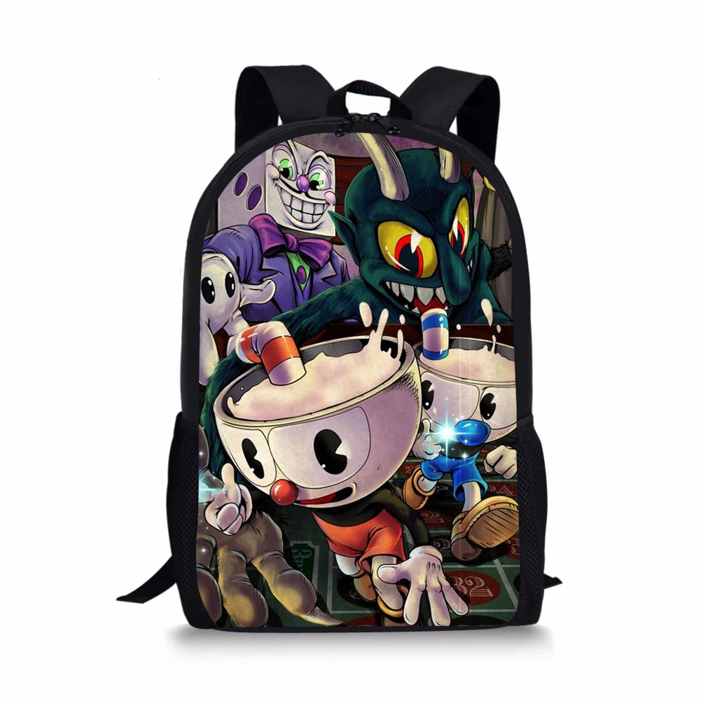Cuphead Print Backpack Portable Casual Outdoor Travel Children's Knapsack Durable Large Capacity School Bags for Girls Boys