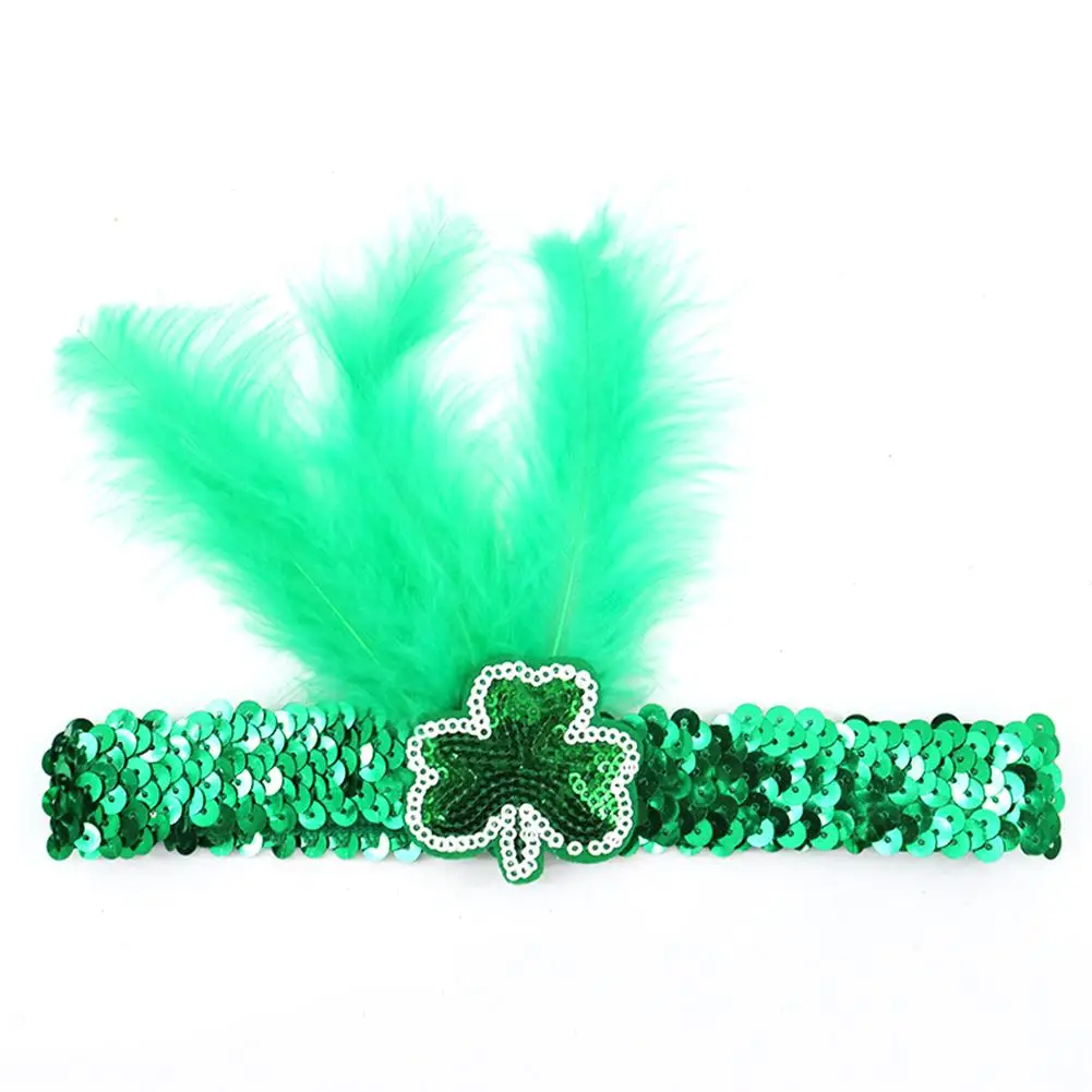 Ободок для волос с пайетками и перьями P6G1