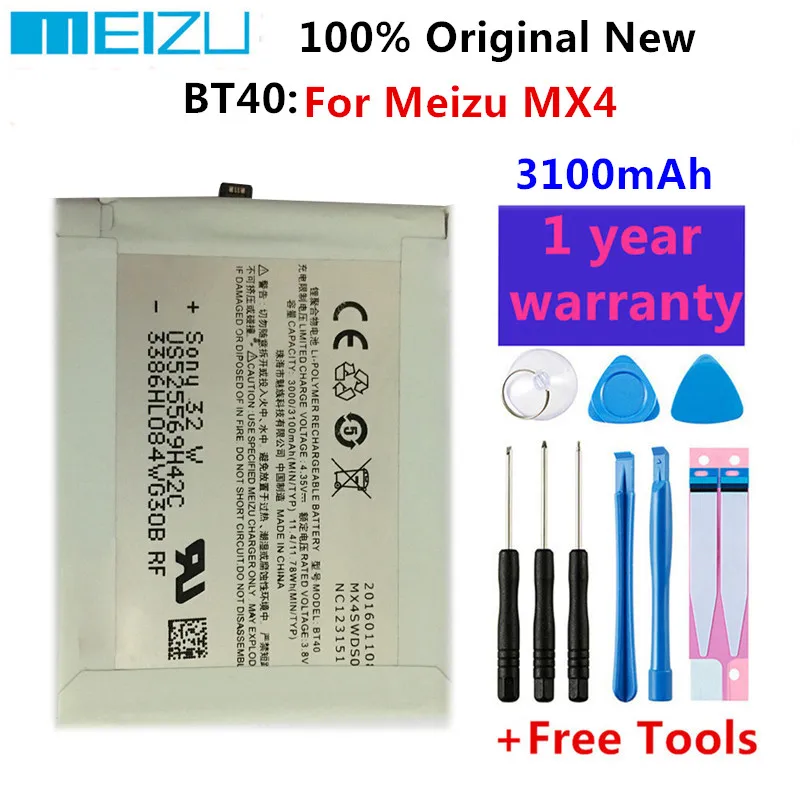 

100% Original New High Quality 3100mAh Battery For Meizu MX4 MX 4 BT40 BT 40 Mobile Phone Batteries Bateria