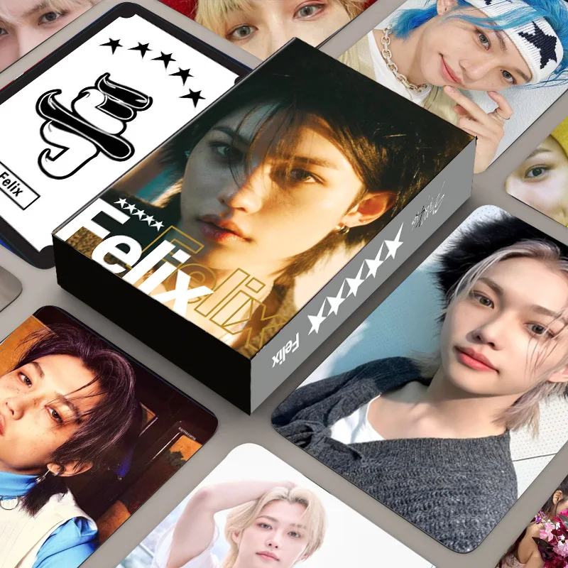 

55PCS Kpop Stray Kids 5-STAR Felix Postcard Card LOMO Card Box Korean Fashion Group High Quality High Quality Postcard Fans Gift