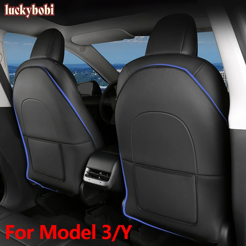 

For Tesla Model 3 Y Seat Back Anti Kick Pad Car Seats Protector Child Anti Dirty Leather Styling Car Interior Decor Accessories