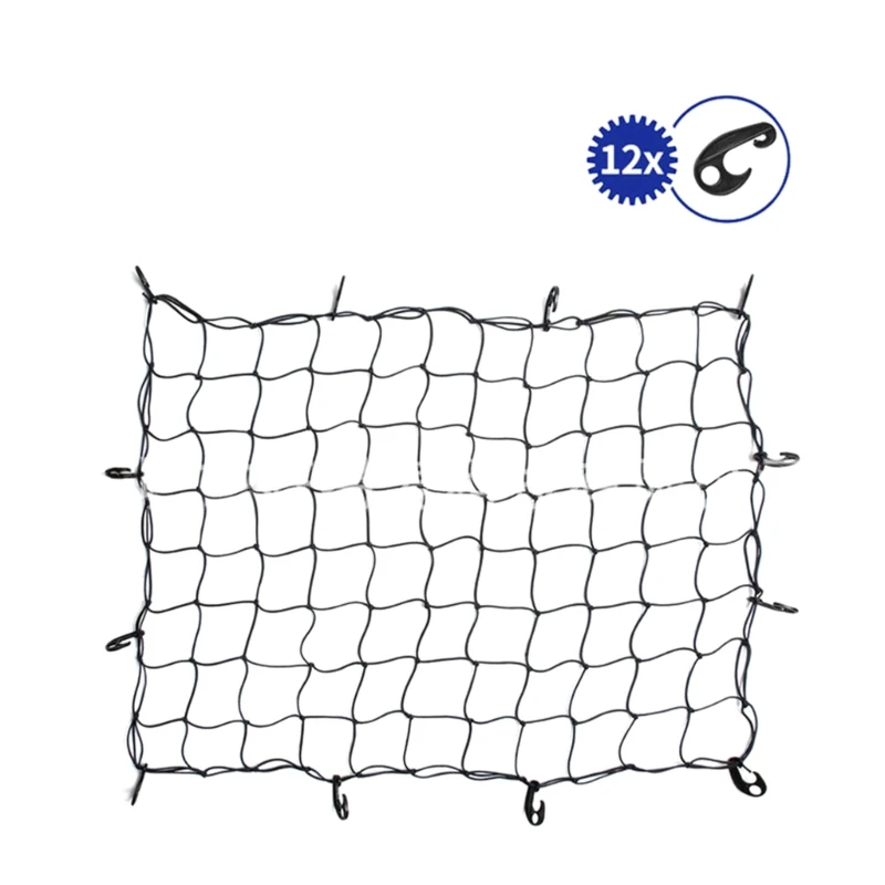 

Roof Top-Fixed Luggage Cord-Pouch Cargo Basket Elasticated Net with Hook J60F