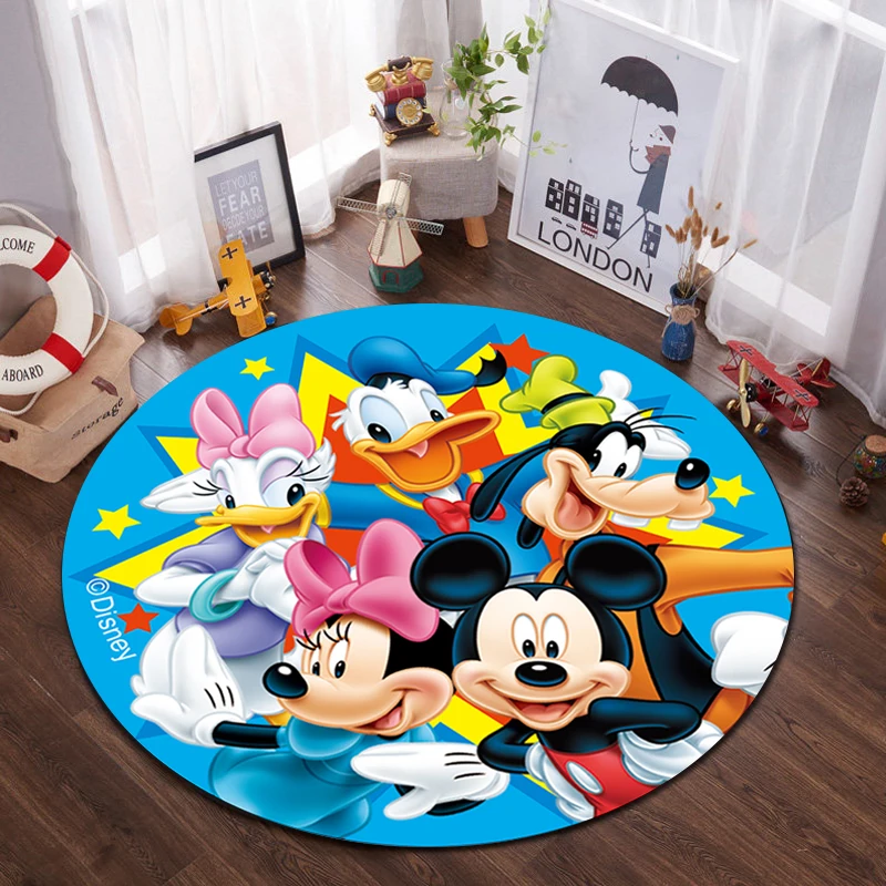 

Disney Mickey Minnie Mouse Rug Children Baby Kids Girls Crawling Game Mat Round Living Room Carpet Indoor Welcome Soft Mat Gift